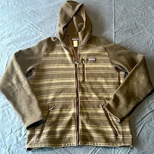 Patagonia Brown/Beige Striped FullZipperHoodie Jacket - SIZE LARGE